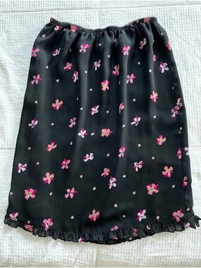 Kathy Ireland Black Floral Elastic-Waist Skirt - Pink Flower Print